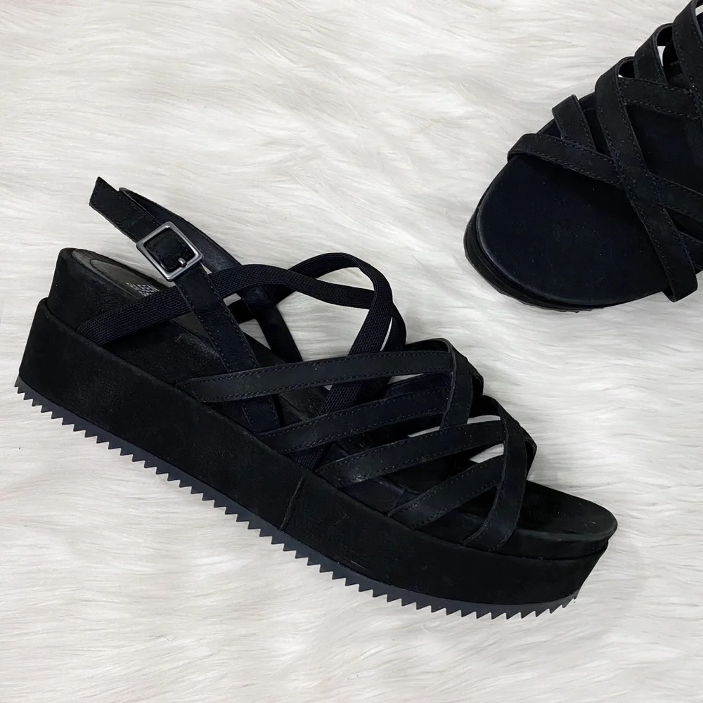 Eileen Fisher Black Strappy Platform Sandals